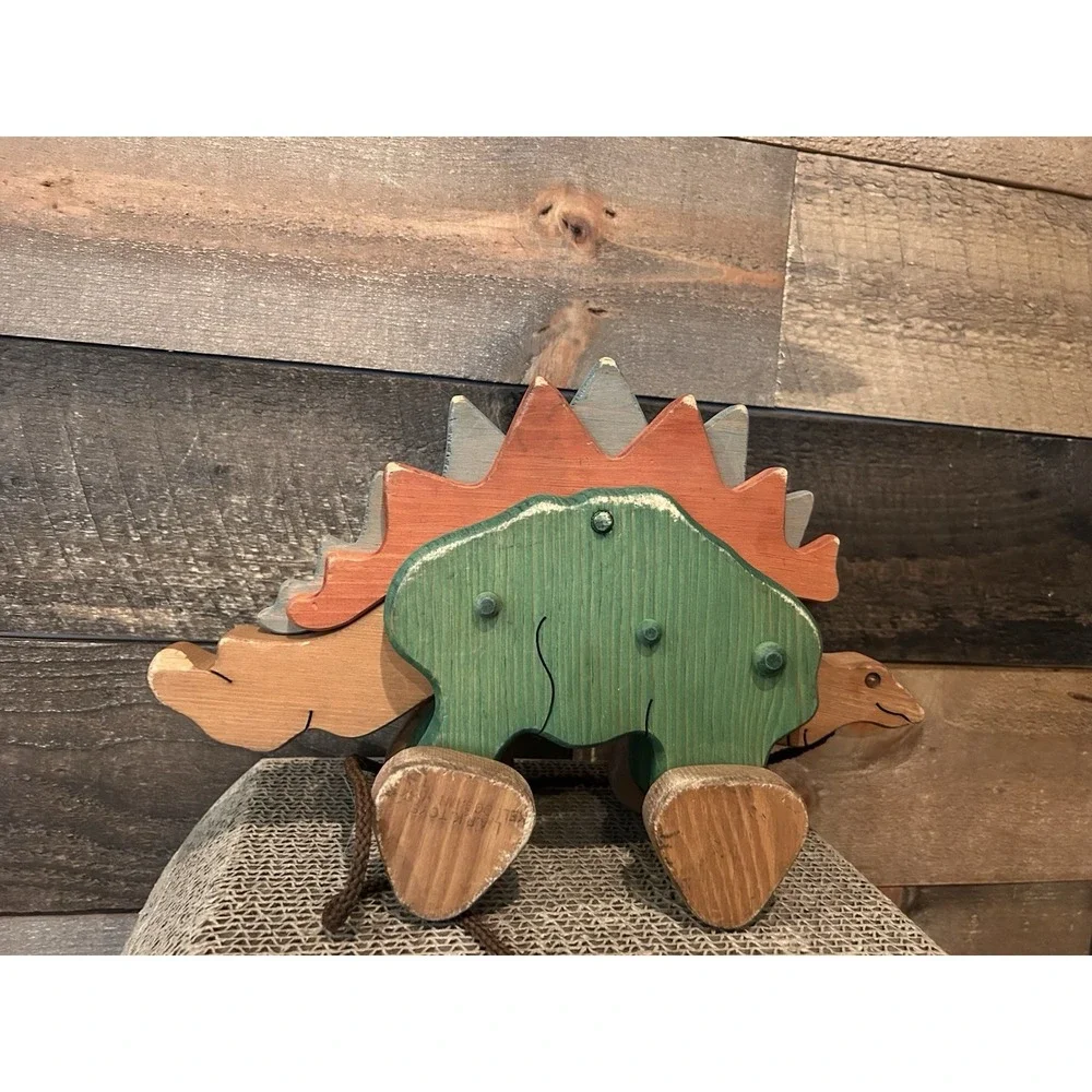 Lark Toys Kellogg MN Wooden Dinosaur Handmade Pull Toy 12.5
